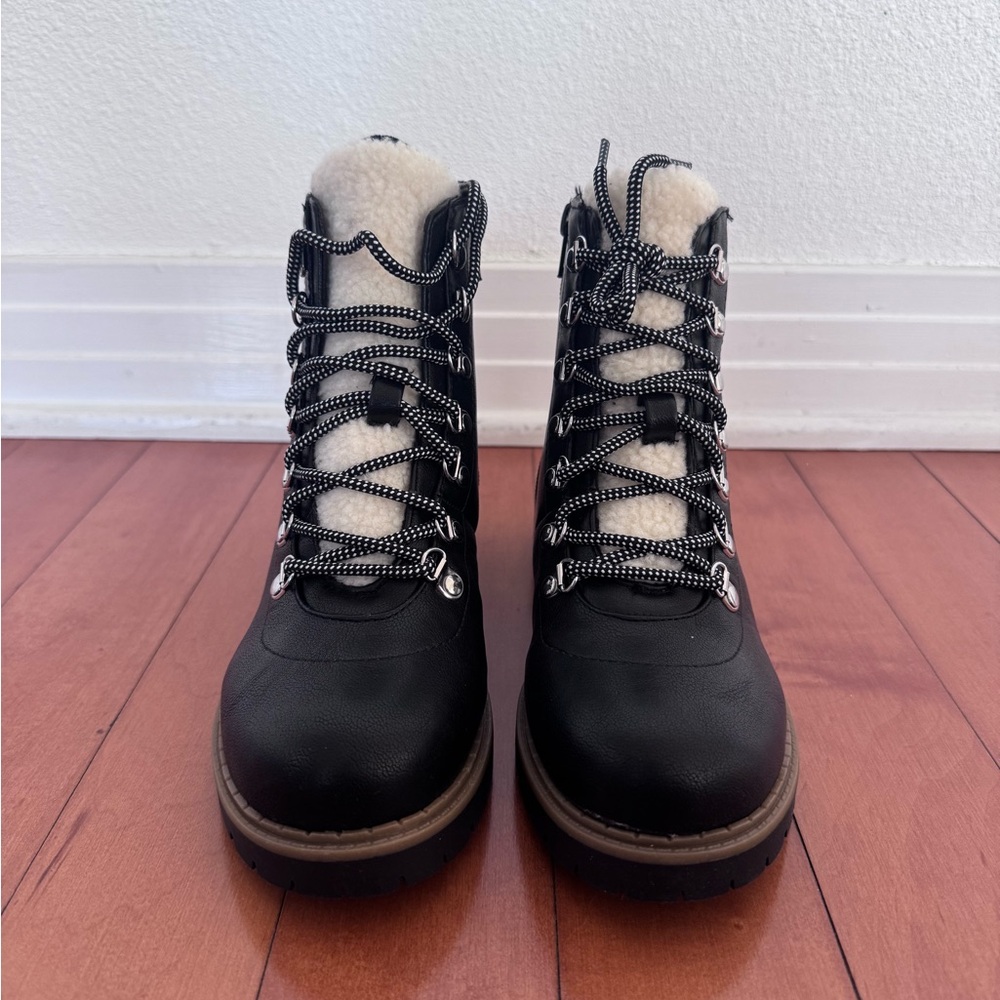 Style & Co Black and White Winter Rain Boots